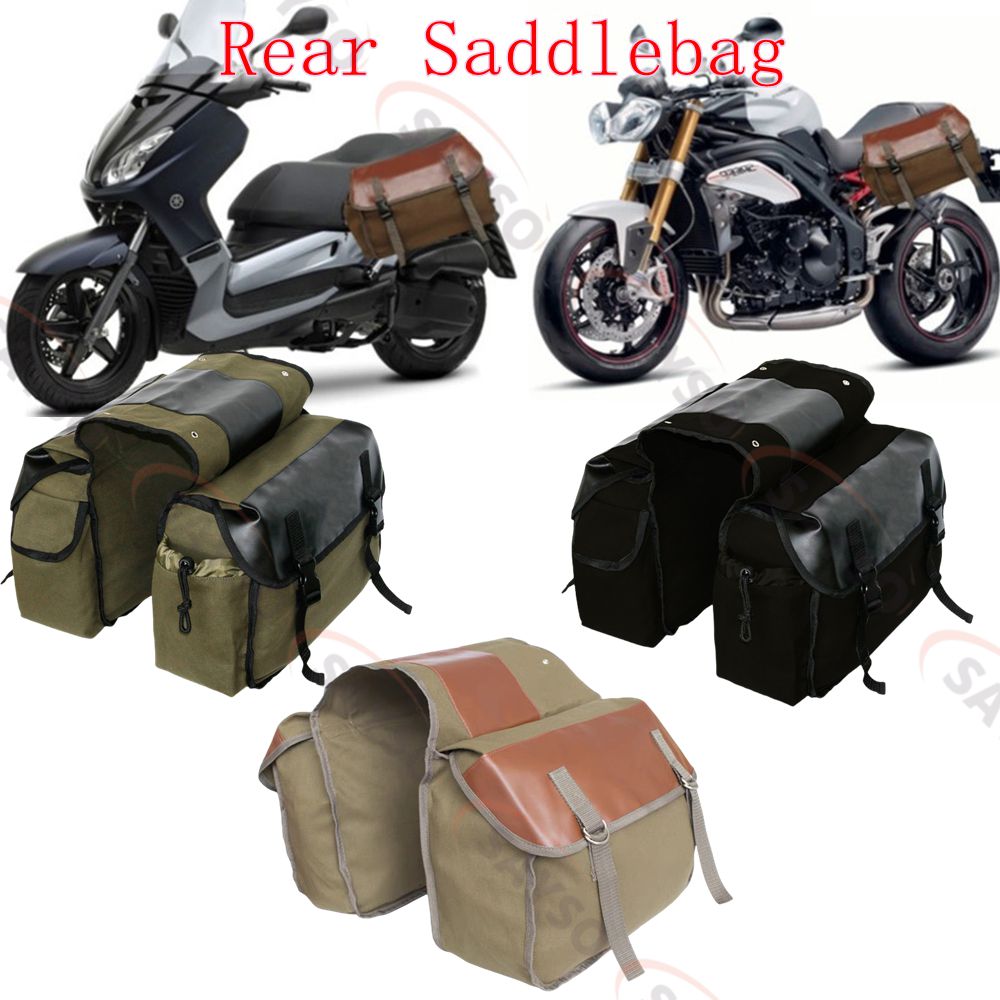 Motorcycle Gear Backpack - Płócienna Skórzana Tylna Sakwa Motocyklowa Boczna